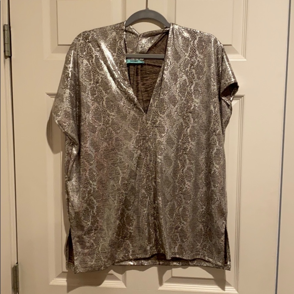 Karlie Metallic Snake Print V Neck